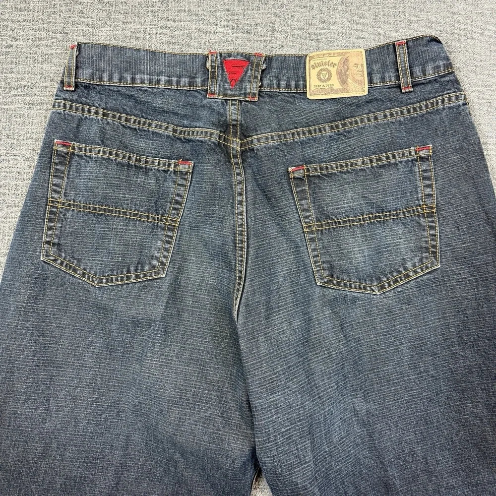 Sinister Brand Jeans Mens 36x30 Blue‎ Straight Leg Money Print Pocket Y2K VTG
